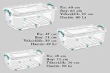 Polytime Tekerlekli Multibox Şeffaf Kilitli Saklama Düzenleme Kabı Kutusu - Dikdörtgen - 60 Litre