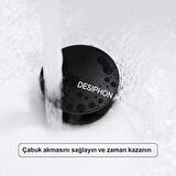 Mat Siyah Pop-Up Lavabo Gider Seti | Porselen Başlık + Körüklü Boru + Taşma Yüzüğü + Adaptör Conta