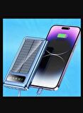 Solar 10.000 Mah Güneş Enerjili Led Işıklı Powerbank Şarj Aleti  Usb Çıkışlı Mikro Typc Lıghtnıng