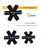 BEYLİNİ 12 Li Set Tencere Tava Koruyucu Borcam Çizdirmez Keçe Düzenleyici Siyah