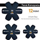 BEYLİNİ 12'li Set Tava Tencere Koruyucu ve Düzenleyici Keçesi Siyah