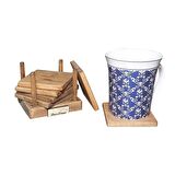 Barış Dizayn Doğal Ahşap Premium Standlı Bardak altlığı fincan altlığı çay tabağı (6lı set) Ceviz Vernikli