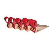 Barış Dizayn Premium Kırmızı Deri Kapı altlığı kapı stoperi stopper kapı durdurucu (5li paket)