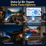 Unınet Bluetooth Android 11 Taşınabilir Ev Sineması Akıllı Projeksiyon Cihazı Beyaz