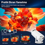 Unınet Bluetooth Android 11 Taşınabilir Ev Sineması Akıllı Projeksiyon Cihazı Beyaz