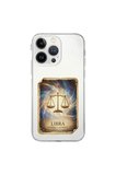 iPhone 13 Pro Max ile Uyumlu Burç Kartları Terazi Tasarımlı Şeffaf Silikon Kılıf
