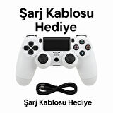 Yeni Nesil PS4 Kolu  Kablosuz, Şarj Edilebilir, Ergonomik + Titremeli + Dayanıklı Oyun Dostu Beyaz
