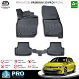S-Dizayn VW Golf 8 Otomatik 3D Pro Havuzlu Paspas 2021-2024 A+ Kalite