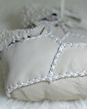 Unisex Bebek %100 Hakiki Deri El Yapımı Bebek Patiği | Yumuşak, Sıcak ve Rahat Ayakkabı Krem