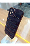 İPhone 11 Uyumlu Mor Puffer Case Kamera Lens Korumalı Puf Kılıf