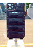 İPhone 11 Uyumlu Mor Puffer Case Kamera Lens Korumalı Puf Kılıf