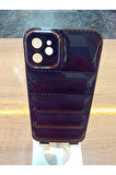 İPhone 11 Uyumlu Mor Puffer Case Kamera Lens Korumalı Puf Kılıf