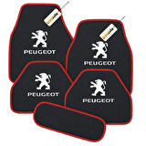 Antrasit Kırmızı Renk Peugeot Logolu Oto Halı Paspas Takımı 5 Parça – Kaymaz ve Su Geçirmez Otomobil Paspas Seti