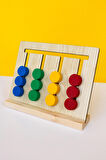 Ahşap Renkli Pullarla Kartlı Sıralama Oyunu -Eğitici Montessori Oyuncağı - Puzzle