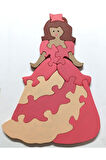 Pembe Katlı Elbiseli Prenses Ahşap Puzzle Yapboz