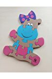 Neşeli Inek Hippo Ahşap Puzzle Yapboz