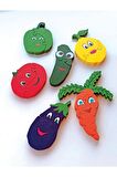 Meyve Sebze Öğreniyorum Seti 2 Biber, Patlıcan, Domates, Havuç, Limon, Salatalık Ahşap Puzzle Yapboz