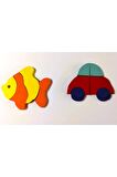 Mıknatıslı Balik - Araba Ahşap Puzzle Yapboz