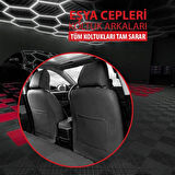 Tay Tüyü Oto Koltuk Kılıfı - 5 Koltuk Tam Set-Siyah KırmızıRenk