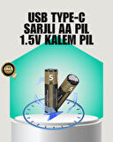 1.5V AA Şarjlı Lityum Pil | 1000+ Kez Şarj Edilebilir | Hızlı Type-C Şarj (2 Adet)