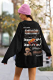 Demon Slayer Karakter Baskılı Unisex Oversize Anime Zenitsu Sweatshirt