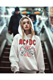 AC DC I Wanna Rock & Roll Baskılı Unisex Oversize Rock Metal Hoodie