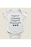 Dayımın Gözbebeği Yengemin Bitanesiyim Yazılı Pamuklu Yumuşak Unisex Çıtçıtlı Body Zıbın