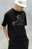 Tom Ve Jerry Çizgi Film Baskılı Unisex Oversize Tişört