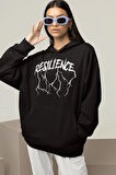 Resilience Baskılı Unisex Oversize Tasarım Hoodie
