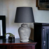Qdec Vintage Seramik Abajur Rustik Modern Gri - Gri