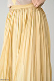 Yüksek Bel Piliseli Uzun Etek Sarı