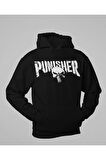 Punisher Baskılı Unisex Oversize Hoodie