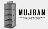 4 Bölmeli Katmanlı Cepli Askılı Elbise Giysi Dolap Katlanabilir Giysi Saklama Rafları Düzenleyici