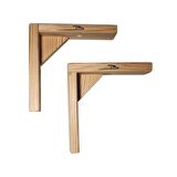 Barış Dizayn Doğal Ahşap Duvar Raf Ayağı 11x11cm Dayanıklı 90 Derece (2li set)