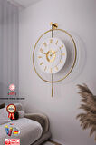 12-24h (XXL)60x80cm - Gold Meta Kristal (LEDLİ KABLOSUZ SAAT) , Metal (mobilya) Duvar Saati