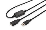 Digitus USB 2.0 Repeater / Uzatma Kablosu, USB A erkek / A dişi, 10 metre&lt;br&gt;
Digitus USB 2.0 Active Extension Cable