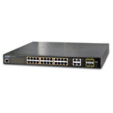 Yönetilebilir Gigabit Switch (Managed Gigabit Switch)&lt;br&gt;
24-Port 10/100/1000Base-T IEEE 802.3at/af PoE+ Injector (Port 1 ile Port-24 arası) (Port başına 30.8 watt) (PoE Güç Bütçesi maks. 280 Wa