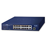Yönetilemeyen Switch (Unmanaged Switch)16 x 10/100TX IEEE 802.3at/af PoE+ Injector (Port-1 ile Port-16 arası) (Port başına 30.8 watt) (PoE Güç Bütçesi maks. 185 Watt)2 x 10/100/1000T (Port-17 ve Por