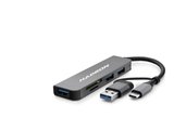 Usb 3.0 & Type-C Hub Kart Okuyucu 5 Port - Gri HDX7826