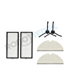 Roborock Q8 Max, Q8 Max Plus Siyah Uyumlu Yedek Hepa Filtre Yan Fırça Mop-6 Parça