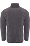 Unisex Antrasit Polar Standart Tam Fermuarlı 3 Cepli Polar Hırka