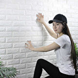 3D Beyaz Tuğla Panel 77x70 cm Kendinden Yapışkanlı Yastık Panel Duvar Paneli