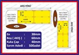 Raf Etiketi 60x38 500 Sarım Dikey Sarı Renkli Kenardan Çeltikli