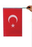 Plastik Sopalı Alpaka Bez Türk Bayrağı 20x30 cm (10’lu Set) 