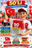50’li Plastik Sopalı Alpaka Bez Türk Bayrağı 20x30 cm – Okul ve 23 Nisan Kutlamaları İçin
