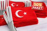 Plastik Sopalı Alpaka Bez Türk Bayrağı 30x45 cm (50 Adet) – 23 Nisan ve Organizasyon Bayrağı