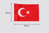 Plastik Sopalı Alpaka Bez Türk Bayrağı 30x45 cm (50 Adet) – 23 Nisan ve Organizasyon Bayrağı