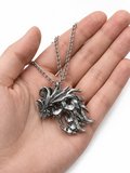 Gümüş Renk Anime FFXVI Ifrit Bahamut Desenli Kolye Unisex Yetişkin