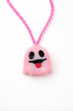 Cadılar Bayramı Hayalet Kolye Pembe Zincir 60 cm Unisex Özel Tasarım