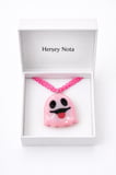 Cadılar Bayramı Hayalet Kolye Pembe Zincir 60 cm Unisex Özel Tasarım